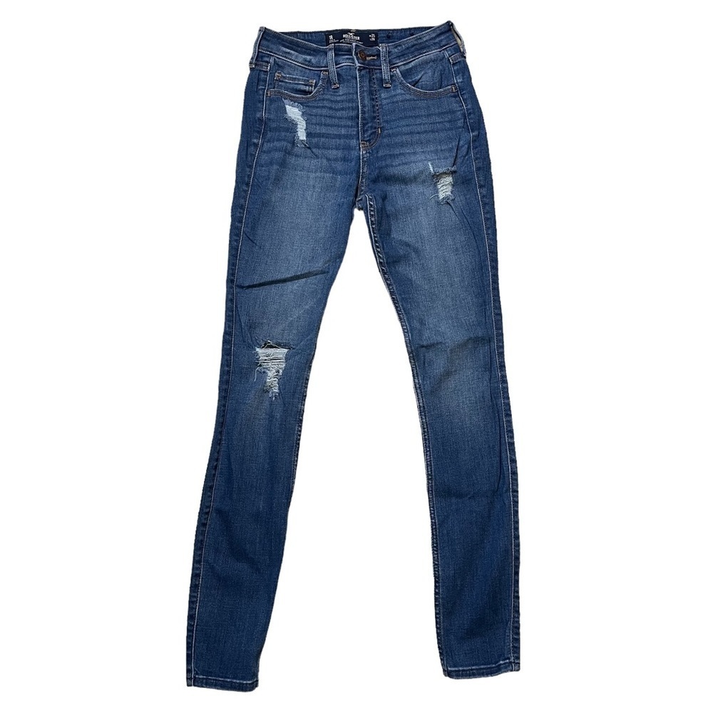Hollister Distressed High Rise Super Skinny Jeans Medium Wash 1R
